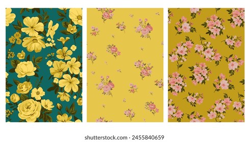 Seamless pattern with vintage roses for summer dress fabrics