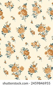 Seamless pattern with vintage roses for summer dress fabrics