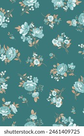 Patrón sin costuras con rosas vintage para telas de vestidos de verano