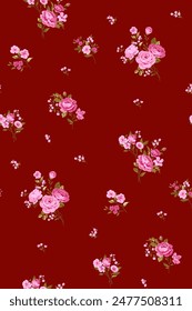 Seamless pattern with vintage roses for summer dress fabrics