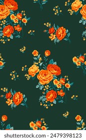 Patrón sin costuras con rosas vintage para telas de vestidos de verano