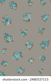 Seamless pattern with vintage roses for summer dress fabrics