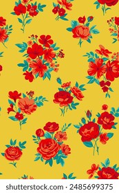 Seamless pattern with vintage roses for summer dress fabrics