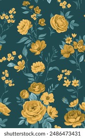 Patrón sin costuras con rosas vintage para telas de vestidos de verano