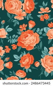 Seamless pattern with vintage roses for summer dress fabrics