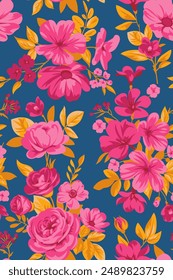 Nahtloses Muster mit Vintage-Rosen für Sommerkleidstoffe