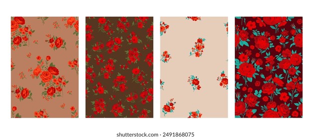 Seamless pattern with vintage roses for summer dress fabrics