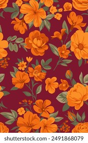 Patrón sin costuras con rosas vintage para telas de vestidos de verano