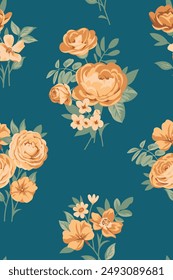 Seamless pattern with vintage roses for summer dress fabrics