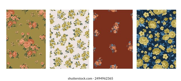 Seamless pattern with vintage roses for summer dress fabrics