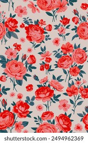 Seamless pattern with vintage roses for summer dress fabrics