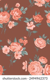 Seamless pattern with vintage roses for summer dress fabrics