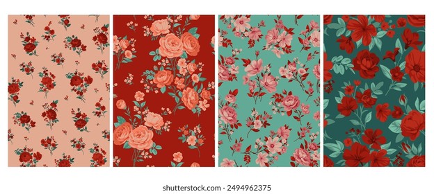 Seamless pattern with vintage roses for summer dress fabrics