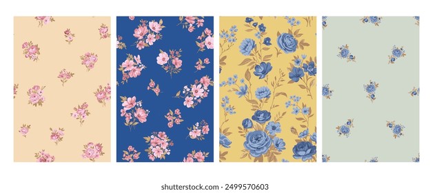 Nahtloses Muster mit Vintage-Rosen für Sommerkleidstoffe