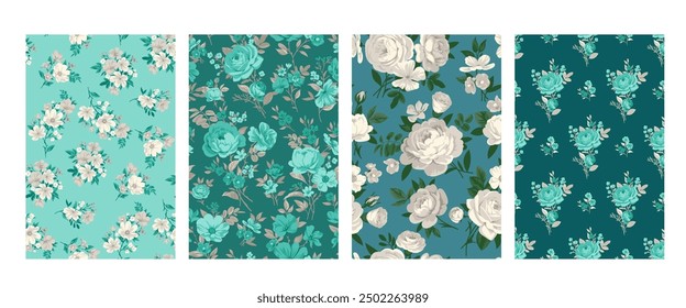 Seamless pattern with vintage roses for summer dress fabrics