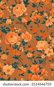 Seamless pattern with vintage roses for summer dress fabrics