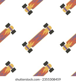 Seamless pattern Vintage skateboards. Nostalgic 70s-90s vibes