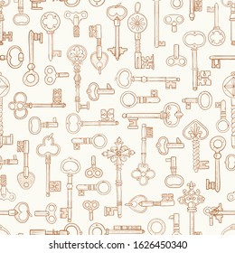 Seamless pattern with vintage skeleton keys. Can be used for wallpaper, pattern fills, textile, web page background, surface textures