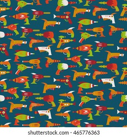 Seamless pattern with vintage space weapons. Vector illustration