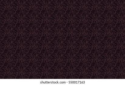 Seamless pattern. Vintage style background with floral ornaments. Abstract composition vinous elements on a black horizontal backdrop. Illustration with an elegant design.