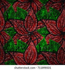 Seamless pattern in vintage style with bouquets of flowers. Vector illustration. On background.