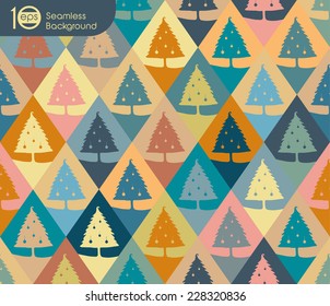 Seamless pattern in vintage style of Christmas pine