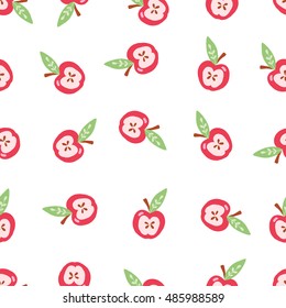Seamless pattern in vintage style. Cute doodle apple cartoon design. Can be used for wallpaper, pattern fills, web page background, surface textures. Vector