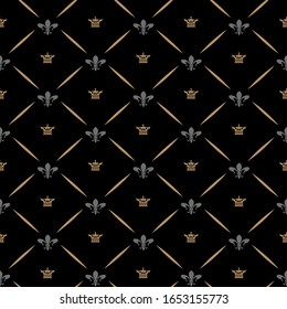 Seamless pattern in vintage style. Dark pattern background. Textile design texture. Wrapping paper design. Vector image.