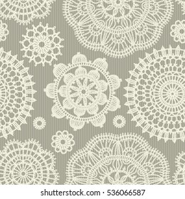 Seamless pattern in vintage style. Decorative knitted napkins