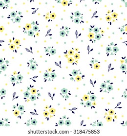 Seamless pattern in vintage style. Doodle flowers retro design. Can be used for wallpaper, pattern fills, web page background, surface textures. Vector