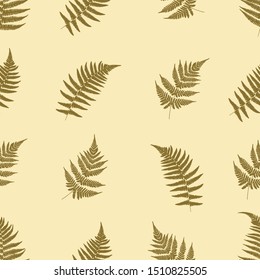 Seamless pattern in vintage style. Fern leaves. Botanical illustration.  Vector design elements.
