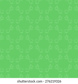 Seamless pattern in vintage style with repeating monograms curls light green grass color