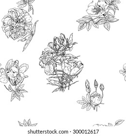 Seamless pattern in vintage style with small bouquets of flowers
