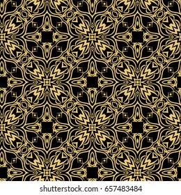 seamless pattern in vintage style. vector illustration. black, gold color.