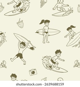 Seamless Pattern of Vintage Summer Element Concept Design