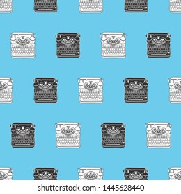 Seamless pattern with vintage typewriters, vector illustration inspire writers, screenwriters, blogers