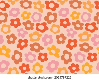seamless pattern with vintage vector groovy flowers. modern elements. stylized flowers silhouettes. abstract art for surface design, textile, stationery, wrapping paper and covers