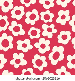 seamless pattern with vintage vector groovy flowers. 70s, 60s,  modern elements. stylized flowers bold silhouettes. abstract art for surface design, textile, stationery, wrapping paper and covers