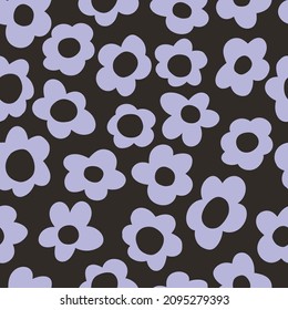 seamless pattern with vintage vector groovy flowers. 70s, 60s, modern elements. stylized flowers bold silhouettes. abstract art for surface design, textile, stationery, wrapping paper and covers