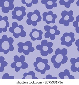 seamless pattern with vintage vector groovy flowers. 70s, 60s, modern elements. stylized flowers bold silhouettes. abstract art for surface design, textile, stationery, wrapping paper and covers
