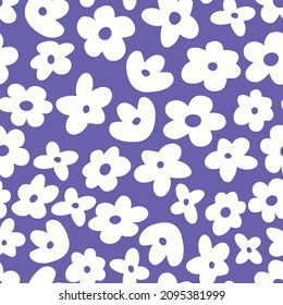 seamless pattern with vintage vector groovy flowers. 70s, 60s, modern elements. stylized flowers bold silhouettes. abstract art for surface design, textile, stationery, wrapping paper and covers