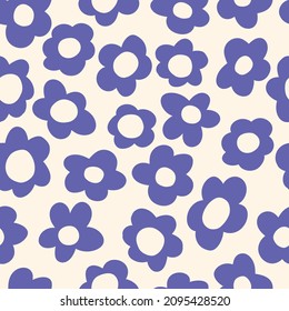 patrón ininterrumpido con flores vectoriales vintage groovy. Los años 70, 60, elementos modernos. flores estilizadas siluetas audaces. arte abstracto para el diseño de superficies, textiles, papel, papel de embalaje y cubiertas