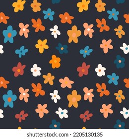 patrón ininterrumpido con flores vectoriales vintage groovy. elementos modernos. siluetas de flores estilizadas. arte abstracto para el diseño de superficies, textiles, papel, papel de embalaje y cubiertas