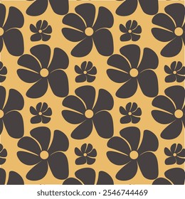 seamless pattern with vintage vector groovy flowers.  Abstract art for surface design, textile, stationery, wrapping paper and covers