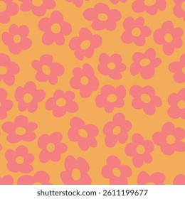 seamless pattern with vintage vector groovy flowers. modern elements. stylized flowers silhouettes. abstract art for surface design, textile, stationery, wrapping paper and covers