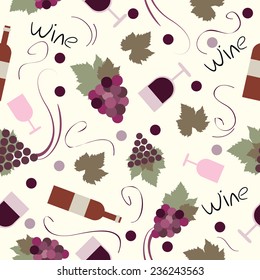 Seamless pattern vintage - vector set of wine and winemaking