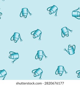 seamless pattern vintage watering can metal cartoon. rustproof galvanized, outdoor indoor, lightweight ergonomic vintage watering can metal sign vector