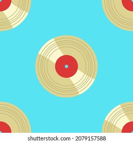 Seamless pattern with vinyl disk. Vector illustration. Eps 10
