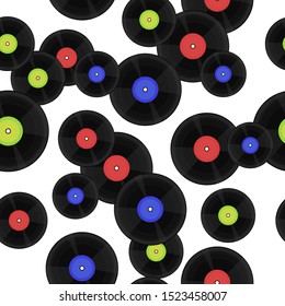 Seamless pattern with vinyl records.