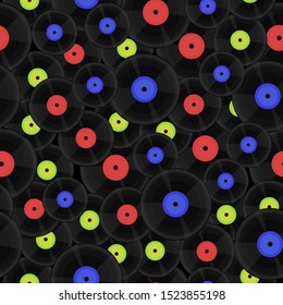 Seamless pattern with vinyl records.